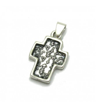 PE001234 Sterling silver pendant 925 Cross with old bulgarian symbols solid Empress